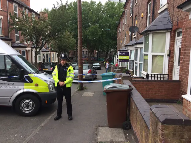 Police cordon in Hawksley Road