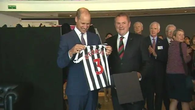 Prince William presented with Newcastle shirt