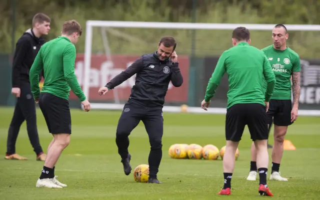 Shaun Maloney joins in with Celtic training