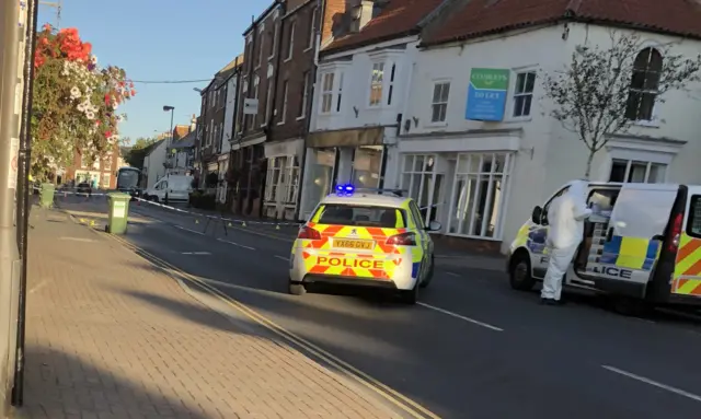 Police at the scene of an incident in Market Weighton