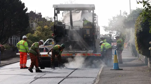 A road being resurfaced