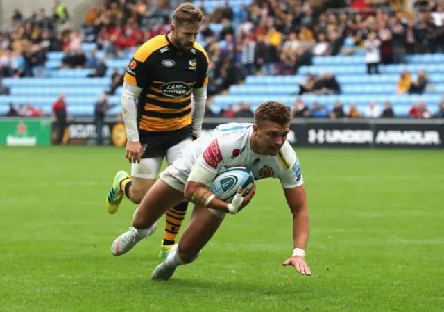 Henry Slade scores