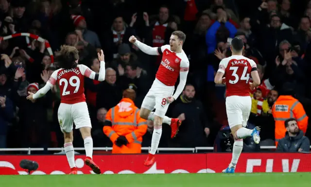 Aaron Ramsey celebrates