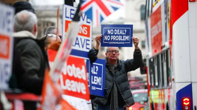 Protesters outside Parliament