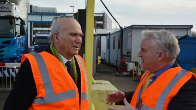 Sir Vince Cable and leader of Portsmouth City Council Gerald Vernon-Jackson