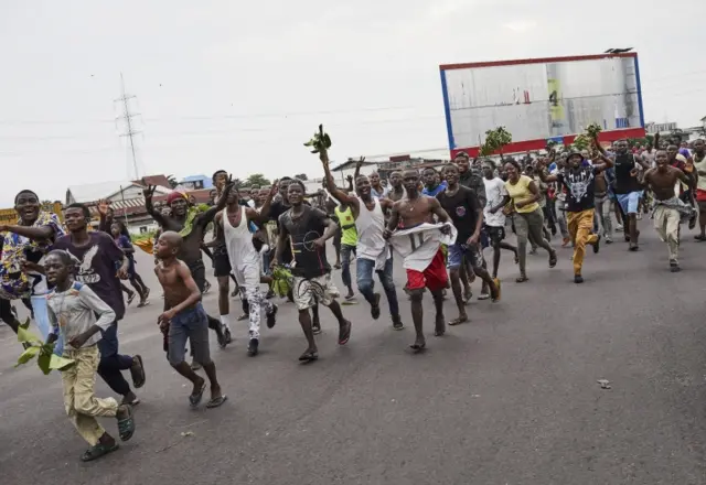 Supporters of DR Congo"s opposition leader Felix Tshisekedi, the leader of the Union for Democracy and Social Progress (UDPS) party, celebrate after he was declared the winner by the electoral commission, in Limete, Kinshasa, Democratic Republic of the Congo, 10 January 2019.