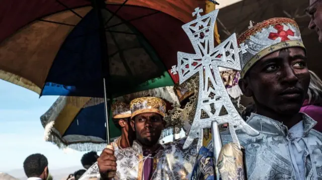 Ethiopian Orthodox Christians celebrating Christmas.