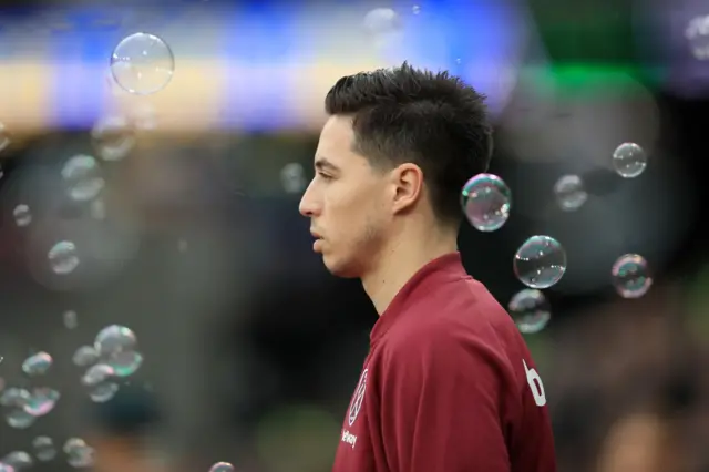 Samir Nasri walks out for the match against Arsenal