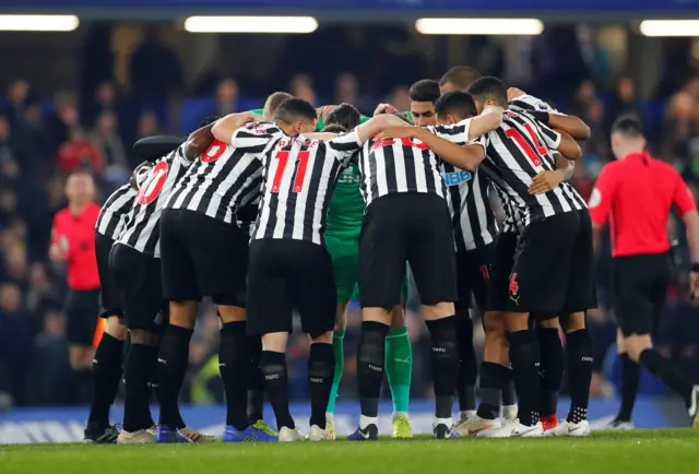 Newcastle team huddle