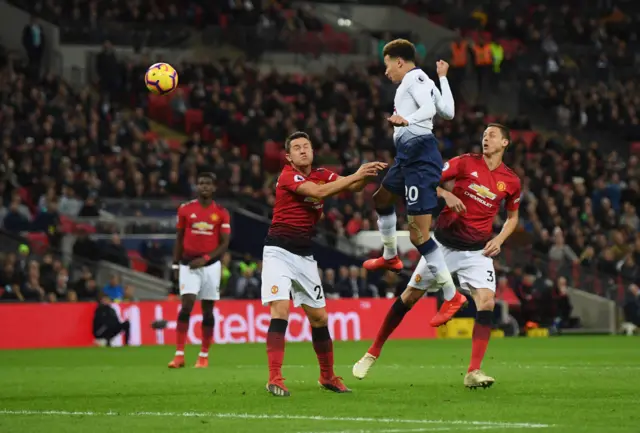 Dele Alli heads towards goal