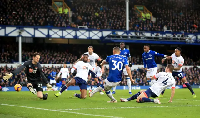 Richarlison has an effort cleared off the line