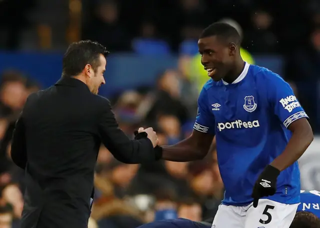 Kurt Zouma celebrates with Marco Silva