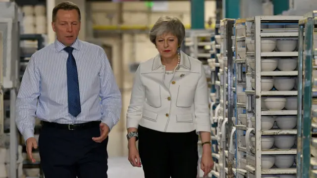 Theresa May with production manager Rob Findler