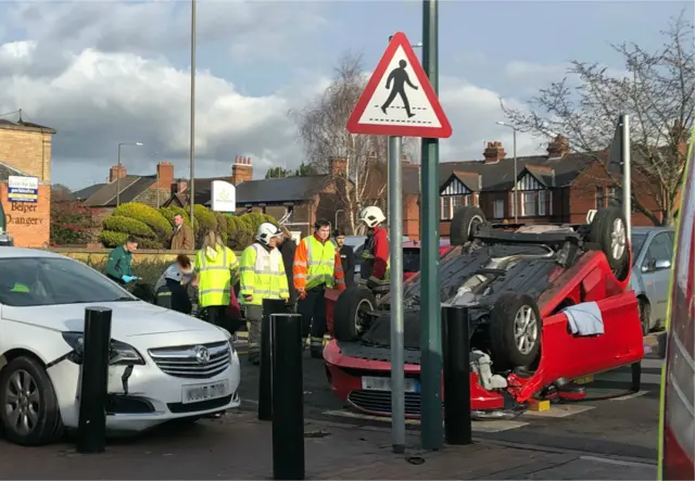 Overturned car