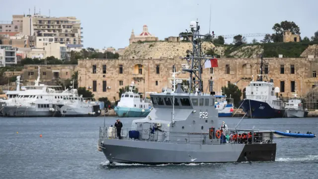 Migrants on a boat near Malta