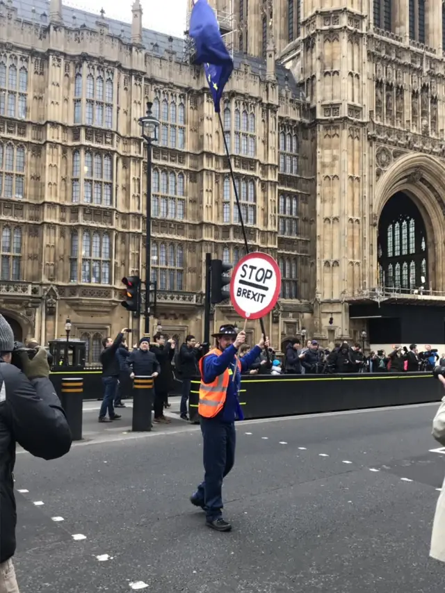 Protesters outside Parliament