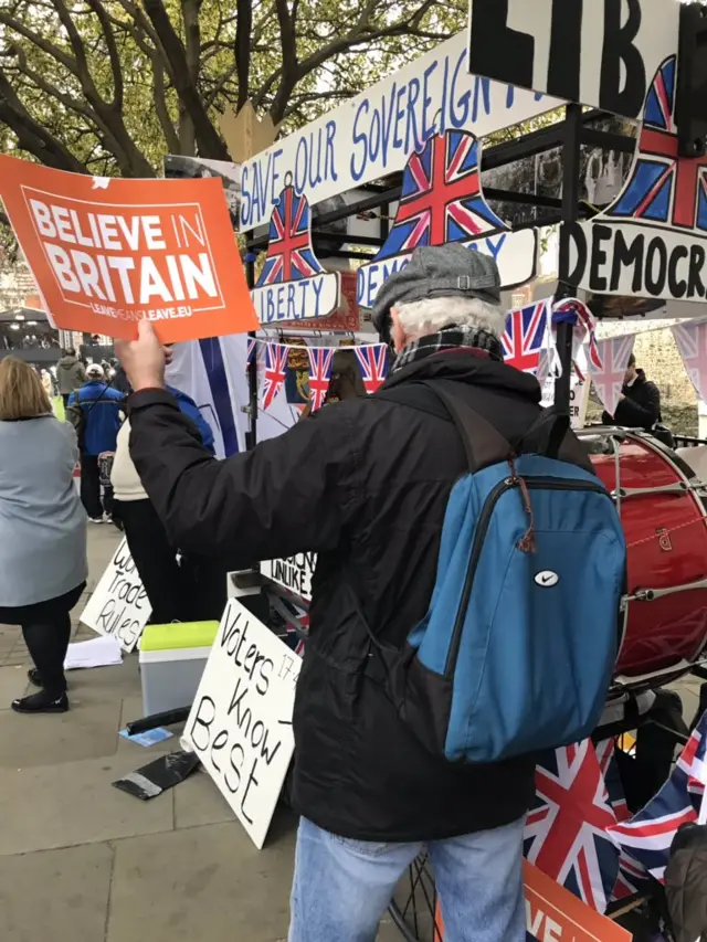 Protesters outside Parliament