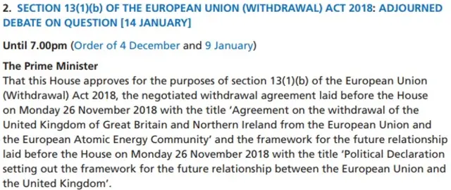 Text of EU Withdrawal Agreement motion