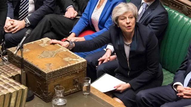 Theresa May signals to the Commons speaker