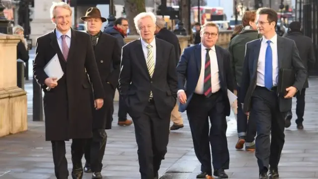 MP Owen Patterson, MP Iain Duncan Smith, former Brexit Secretary David Davis, MP Mark Francois and MP Steve Baker arriving at the cabinet office