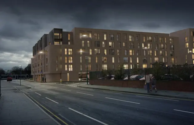 Artist impression of student accommodation