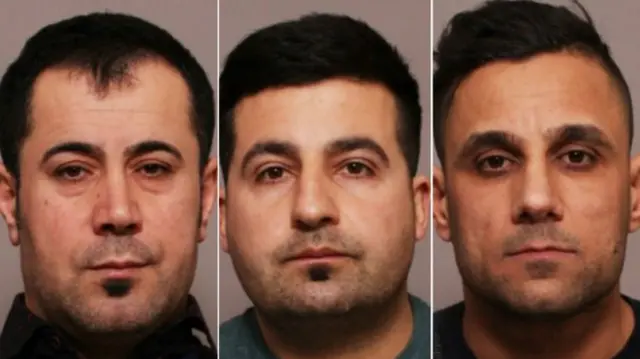 Arkan Ali (left), Hawkar Hassan (centre) and Aram Kurd were found guilty of murder and conspiracy to commit fraud