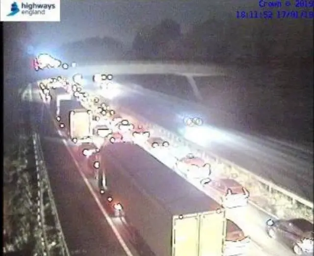 M1 tailbacks after crash