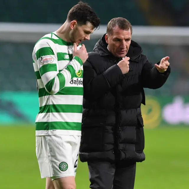 Celtic's Oliver Burke and Brendan Rodgers