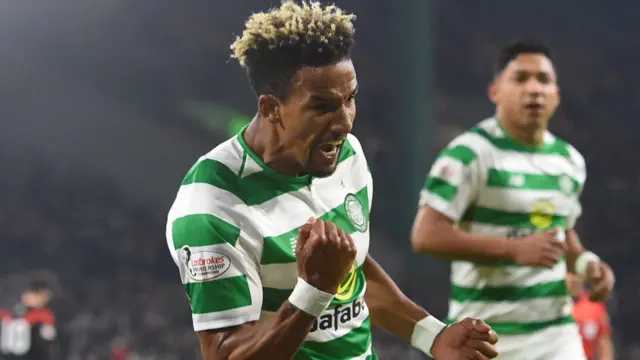 Scott Sinclair celebrates making the breakthrough at Celtic Park