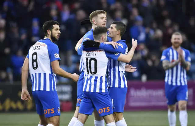 Kilmarnock celebrate Stuart Findlay's goal