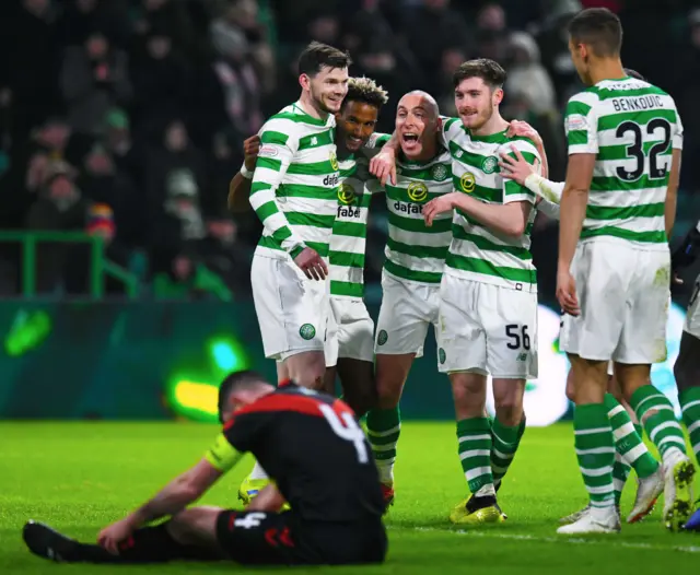 Celtic celebrate a goal from Scott Sinclair