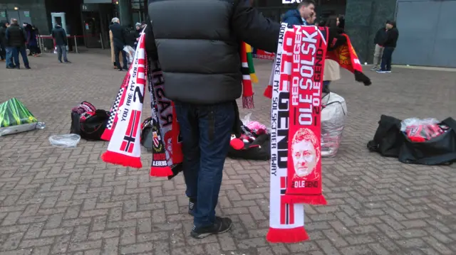 Merchandise seller outside Old Trafford