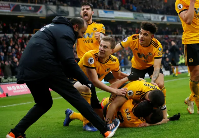 Wolves boss Nuno Espírito Santo was sent to the stands for his part in celebrating the winner