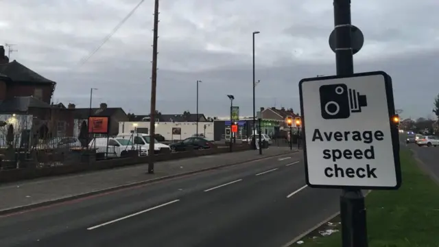 Speed camera signs on one of the routes