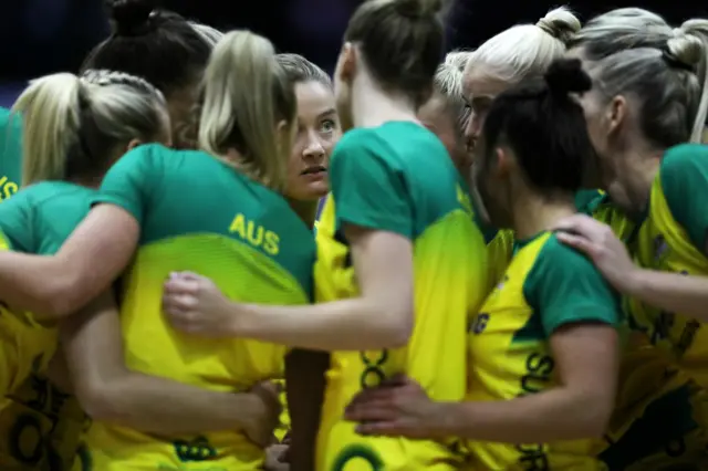 Australia team huddle