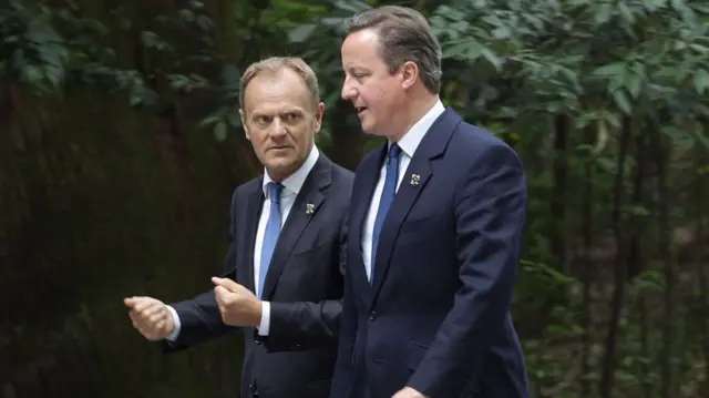 Donald Tusk with David Cameron at G7 summit at Ise-Shima in 2016