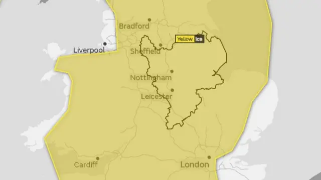 Map showing weather warning
