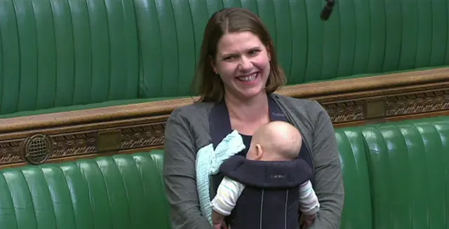 Jo Swinson with baby