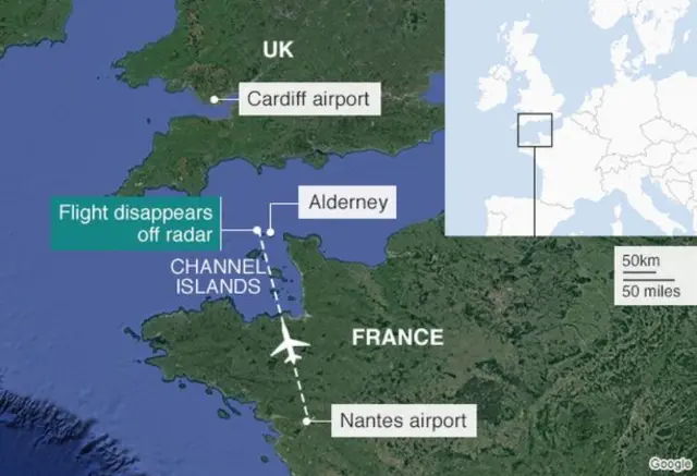 Map showing location of Alderney and lighthouse