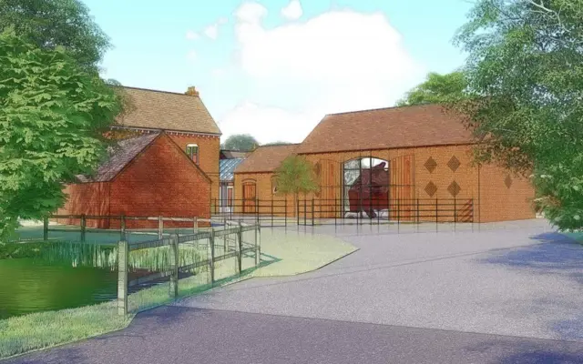 Artist's concept of the pub/restaurant complex at Tidbury Green Farm