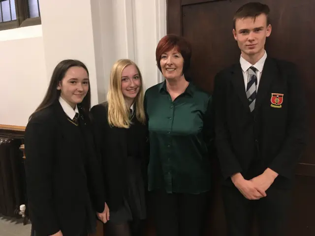 Cllr Lynnette Kelly with West Coventry Academy students