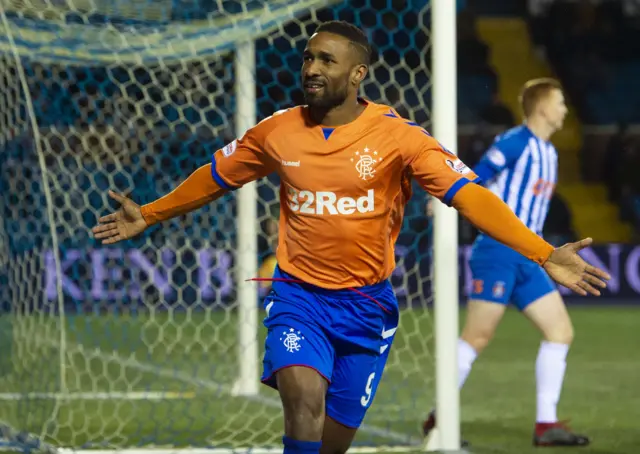 Jermain Defoe celebrates his early opener at Rugby Park