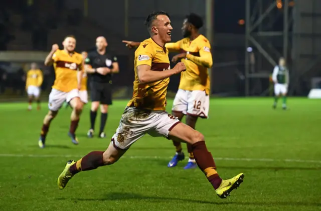 David Turnbull celebrates the only goal at Fir Park