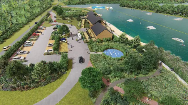 An artist impression of the watersports park