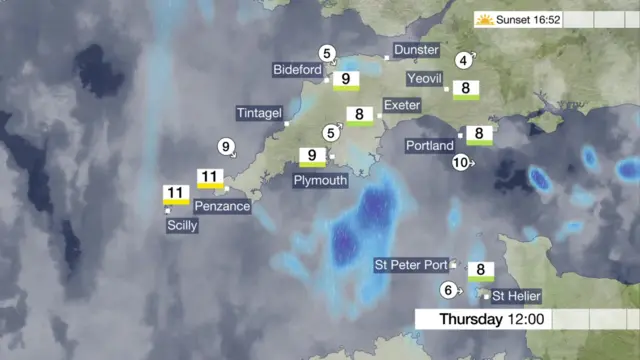 Thursday's weather map