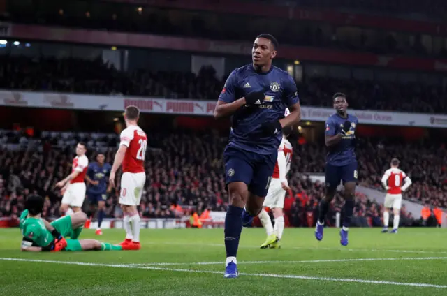 Anthony Martial celebrates