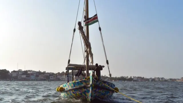 A dhow made of recycled plastic sets off on its first official voyage from Lamu Island off Kenya's coast