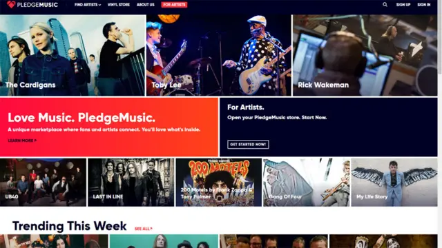 PledgeMusic screengrab