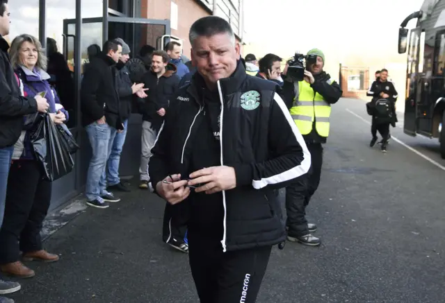 Eddie May arrives off the team bus in Paisley