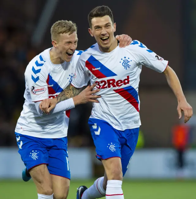 Ryan Jack (right) celebrates the opening goal